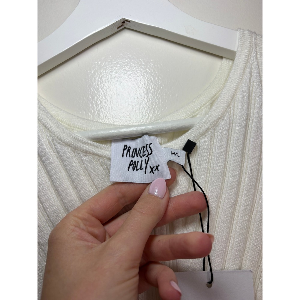 NWT Princess Polly Ishita Knit Top M/L White Ribbed High Neck Tank 1260323 - Picture 3 of 5